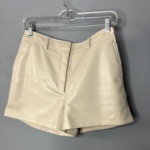 Women's Beige Leather Shorts